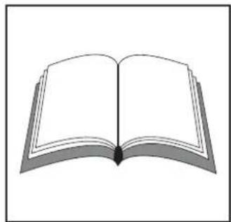 Simple line drawing of an open book with no text or symbols visible