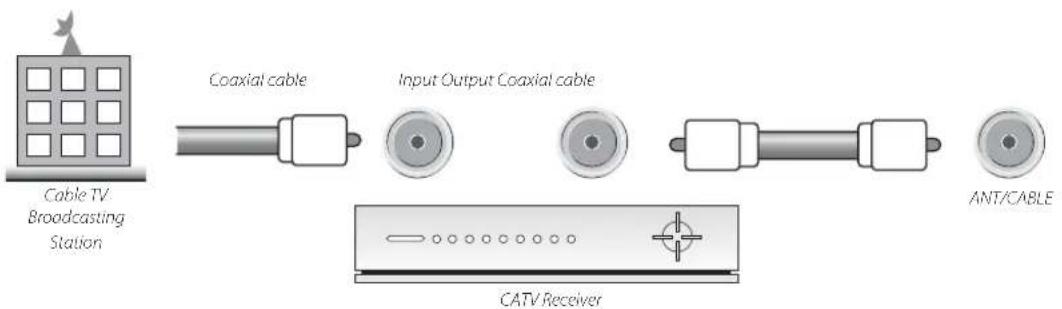 Cable TV Broadcasting Station Coaxial cable Input Output Coaxial cable ANT/CABLE CATV Receiver
