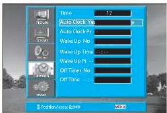 Auto Clock Yes Auto Clock Pr Wake Up No Wake Up Time Wake Up Pr Off Timer No Off Time Position Access Help OK