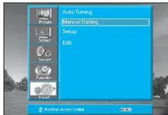 Auto Tuning Manual Tuning Setup Edit Picture Screen Select Function Excel