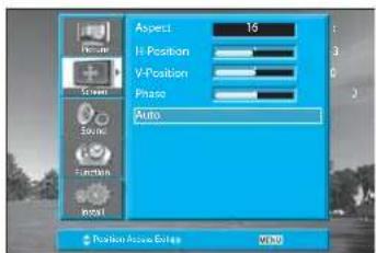 Aspect 16 11 Position V-Position Phase Auto Position Active Zoom OK