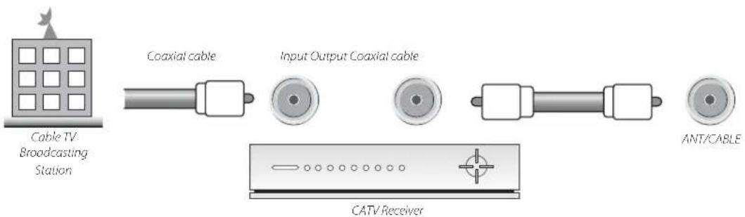 Cable TV Broadcasting Station Coaxial cable Input Output Coaxial cable ANT/CABLE CATV Receiver