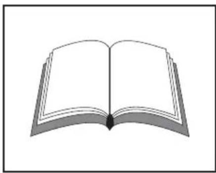 Simple line drawing of an open book with no text or symbols visible