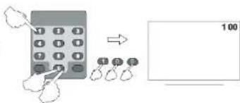 Diagram showing a calculator with icons and a blank page with number 100, illustrating a basic arithmetic or logic concept.