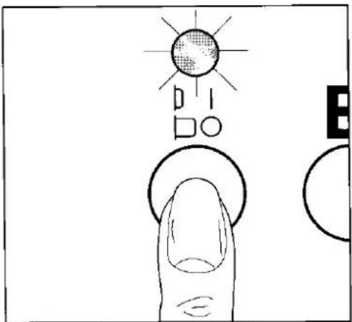 Illustration of a finger pressing down at a touch point with icons above (no text or symbols)