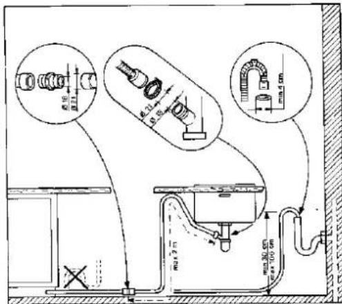 Technical diagram showing pipe installation and component assembly with dimension annotations in millimeters