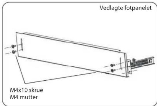 Vedlagte fotpanelet M4x10 skrue M4 mutter