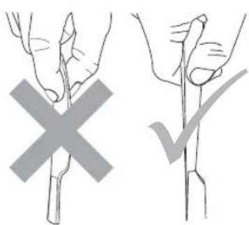 Diagram illustrating two methods of removing a plant stem, marked with X and ✓ symbols indicating removal or validation steps.