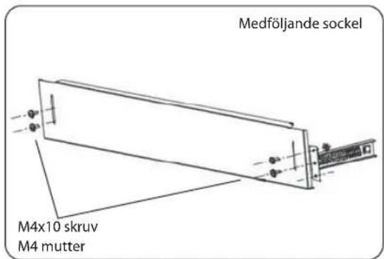 Medföljande sockel, M4x10 skruv, M4 mutter