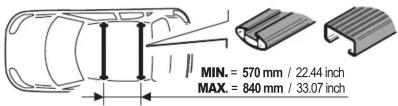 MIN. = 570 mm / 22.44 inch MAX. = 840 mm / 33.07 inch