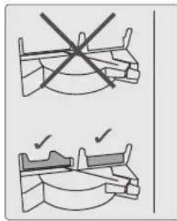 Diagram illustrating correct and incorrect ways to switch a mechanical component, with checkmark indicators for correct and incorrect states.
