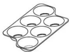 Line drawing of a six-cylinder baking mold (no text or symbols)