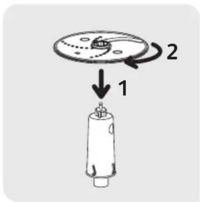 Diagram showing a mechanical assembly with labeled parts and directional arrows indicating motion or transformation.