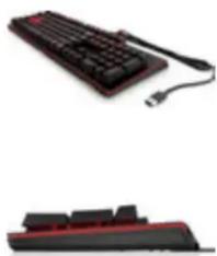 Deux vues d'un clavier d'ordinateur et une photo séparée rouge et blanche montrant une diapositive (sans texte ni symboles visibles)