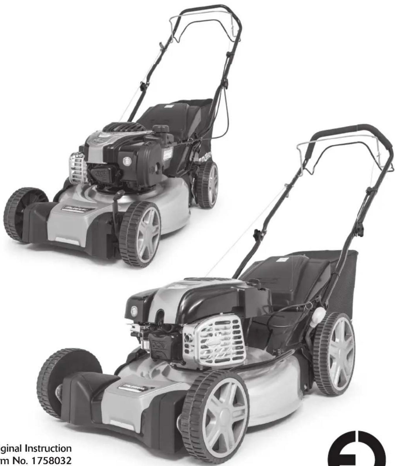Two lawn lawn motors with visible blades and wheels, displayed against a plain background (no text or symbols on the motors themselves)