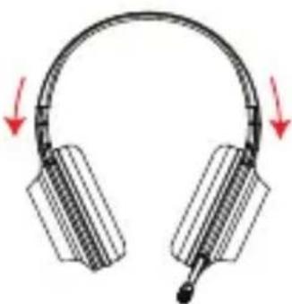 Illustration of a pair of headphones with red arrows indicating head movement (no text or symbols)