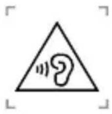 Warning symbol of an ear inside a triangle (no text or numbers)