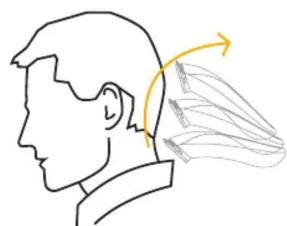 Side profile illustration of a person's head with an arrow indicating direction (no text or symbols)