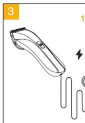 Line drawing of a hairbrush with a lightning bolt and cord (no text or symbols)