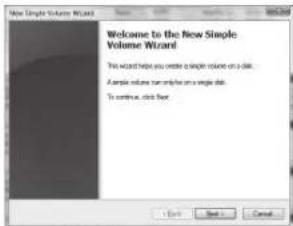 New Single Volume Wizard Welcome to the New Single Volume Wizard This wizard helps you create a simple volume on a disk. A simple volume can only be on a single disk. To continue, click Next