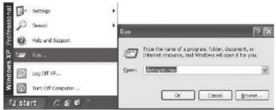 Settings Search Help and Support Run... Log Off XP... Run Off Computer... Start Run Type the name of a program, folder, document, or Internet resource, and Windows will open it for you. Open: Install net OK Cancel Browse...