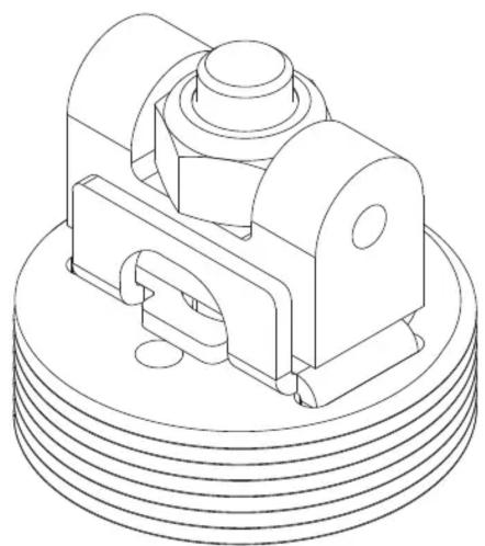Technical line drawing of a mechanical component with threaded base and cylindrical housing (no text or symbols)