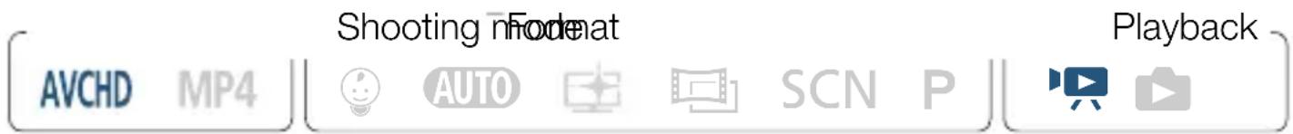 AVCHD MP4 Shooting Mode at Playback: AUTO, SCN, P