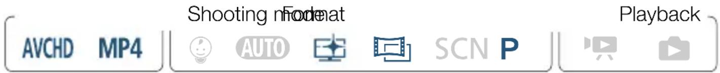 AVCHD MP4 Shooting format AUTO SCN P Playback