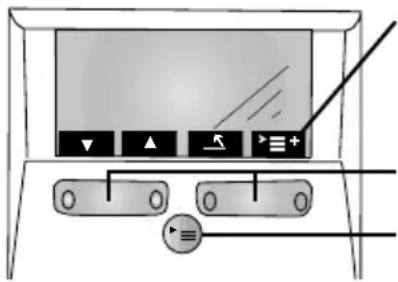 Diagram showing a control panel with directional buttons and a switch, likely for display or navigation system.