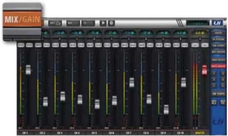 MIX/GAIN UI Q1 Q2 Q3 Q4 Q5 Q6 Q7 Q8 Q9 Q10 Q11 Q12 Q13 Q14 Q15 Q16 Q17 Q18 Q19 WINCH