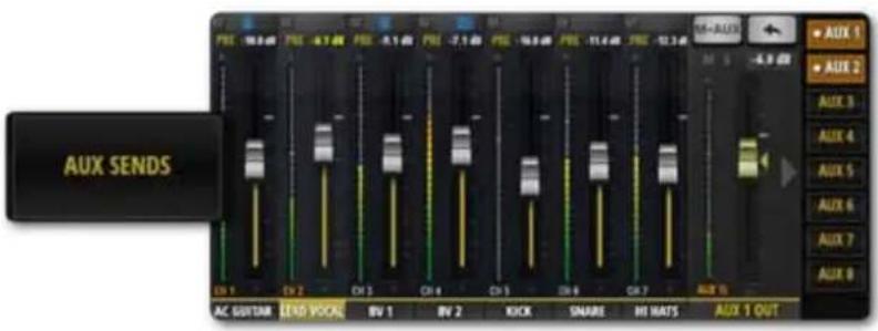 AUX Sends AC SUTAR END VICKL BV 1 BV 2 KICK SNARE MI MATS AUX 1 OUT