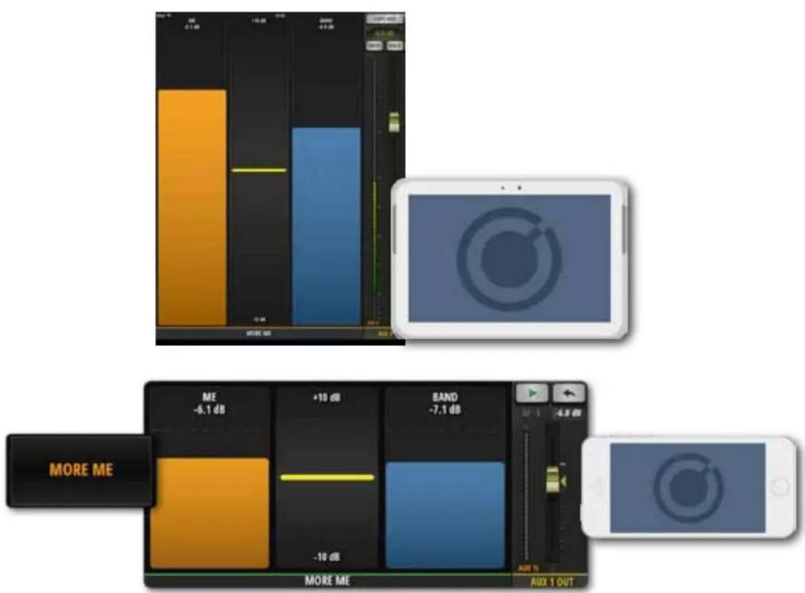 MORE ME ME -6.1 dB +10 dB -10 dB BAND -7.1 dB MORE ME AUX 1 OUT