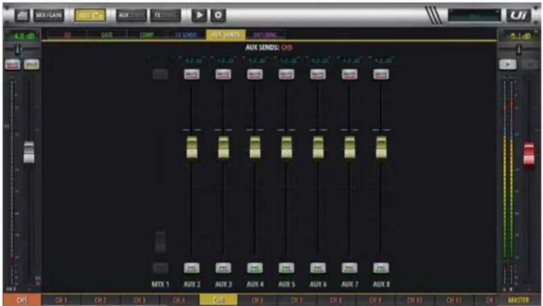 MIX/GAIN AUX FX VANGES AUX SENDS PUBLISHING 4.0 dB CATE COMY FX VANGES AUX SENDS 5.1 dB AUX SENDS: CHS MUX MUX MUX MUX MUX MUX MUX MUX 1 MUX 2 MUX 3 MUX 4 MUX 5 MUX 6 MUX 7 MUX 8 MUX 9 CHS CH 3 CH 2 CH 3 CH 4 CHS CH 5 CH 6 CH 7 CH 8 CH 9 CH 10 CH 11 CH 12 MASTER
