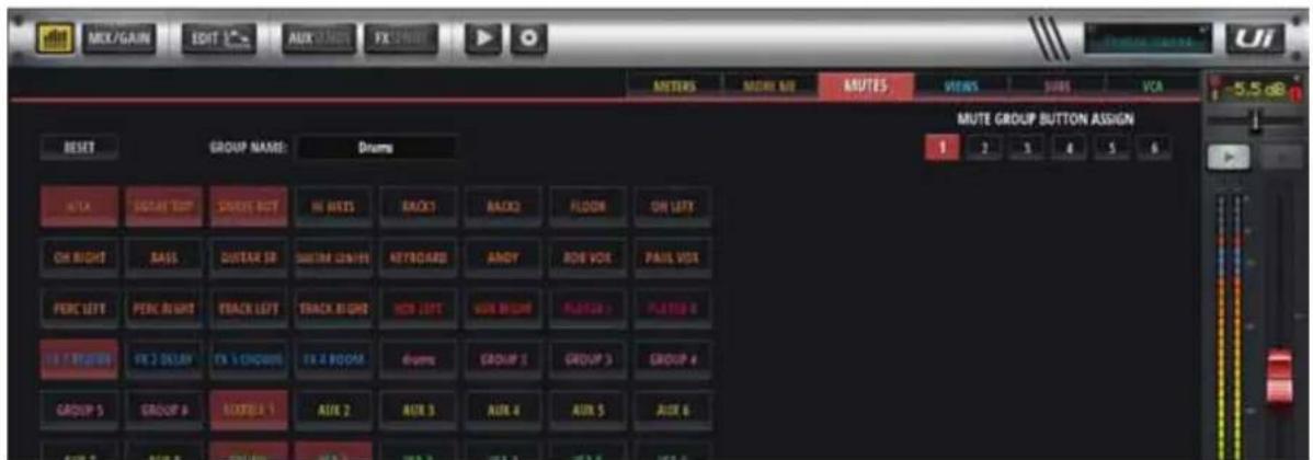 MIX/GAIN EDIT AUX GAIN FR SINE AMETERS MORE MID ARUTES VINS SUBS VCA -5.5 dB MUTE GROUP BUTTON ASSIGN RESET GROUP NAME: Drums 1 2 3 4 5 6 ALTA SHORT TOP SHORT BUY NO MATS BACKS BACKS FLOOR ON LEFT ON RIGHT BASS GUITAR SR SHORT LIMEES KEYBOARD AMDY ROE VOE PAUL VOX PERC LEFT PERC RIGHT TRACK LEFT TRACK RIGHT TICK LEFT AVR BOURD PLENSO > PLATIS 0 11.7 REDUER FR 2 DELAY FR 5 CHAWIN FR 8 ROOMS DRUMS GROUP 1 GROUP 2 GROUP 3 GROUP 4 GROUP 5 GROUP 6 EQUIER 1 AUX 2 AUX 3 AUX 4 AUX 5 AUX 6