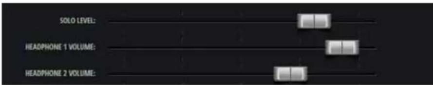 SOLO LEVEL: HEADPHONE 1 VOLUME: HEADPHONE 2 VOLUME: