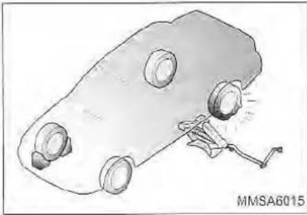 Illustration of a car with four wheels and a lever, no text or symbols present