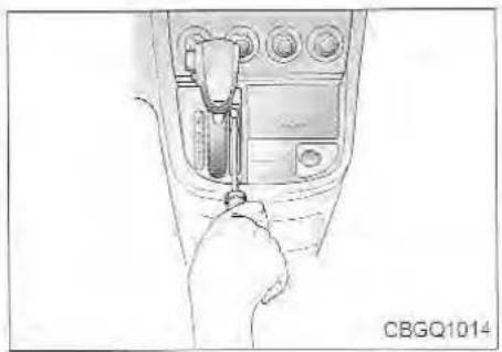 Line drawing of a hand pressing down on a car air intake control panel (no text or symbols visible)