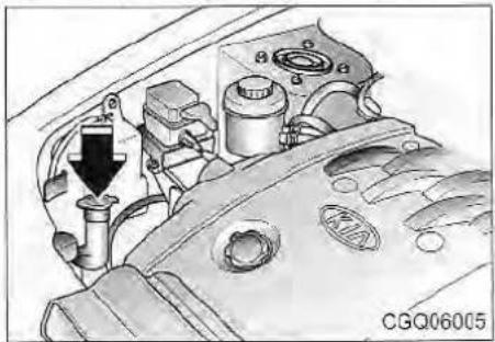 Mechanical assembly diagram showing engine compartment with valve and housing (no text or symbols)