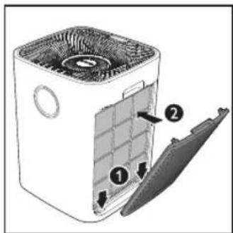 Diagram of a refrigerator interior with labeled parts, showing fan and door mechanism