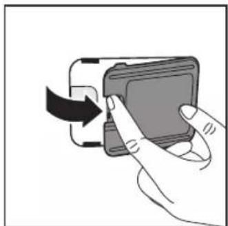 Hand inserting a wallet into a device (no text or symbols visible)