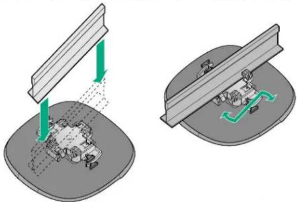 Two technical diagrams showing mechanical assembly or assembly process, with no visible text or symbols.
