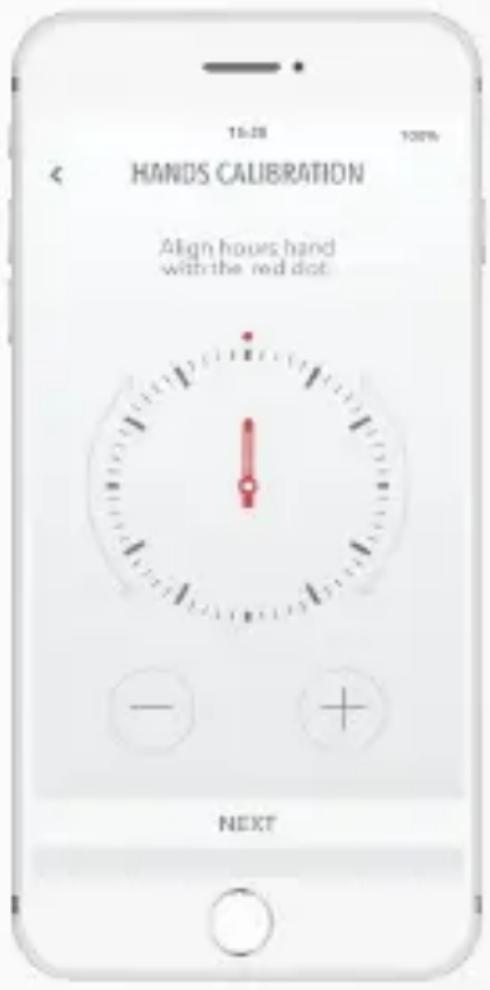 15:28 HANDS CALIBRATION Align hours hand with the red dot NEXT