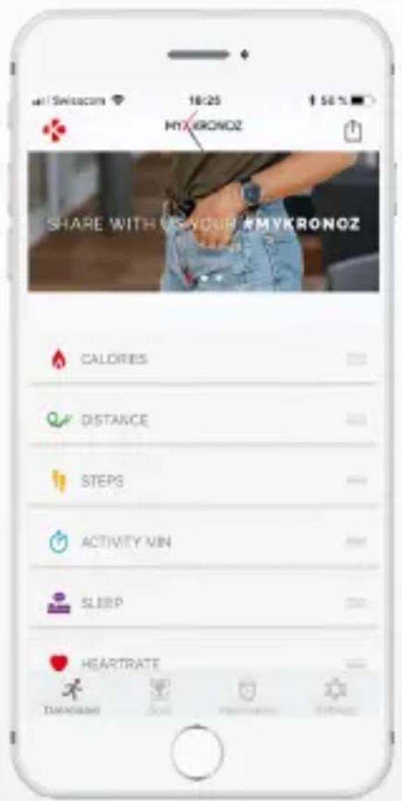 H1XKRONOZ SHARE WITH US YOUR MYKRONOZ CALORIES DISTANCE STEPS ACTIVITY WIN SLEEP HEARTRATE