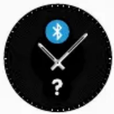 Black circular clock icon with white crossed hands and a blue Bluetooth symbol (no text or numbers)