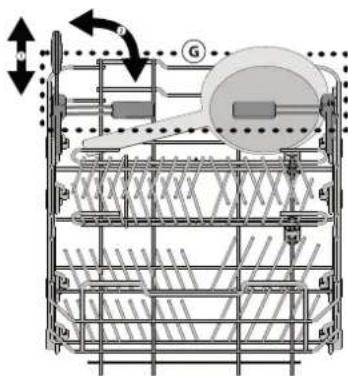 Technical diagram of a mechanical assembly with labeled components and directional arrows indicating motion or force vectors.