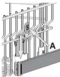 Technical diagram showing a mechanical or electrical assembly with labeled components and directional arrows, likely from an engineering or manufacturing context.