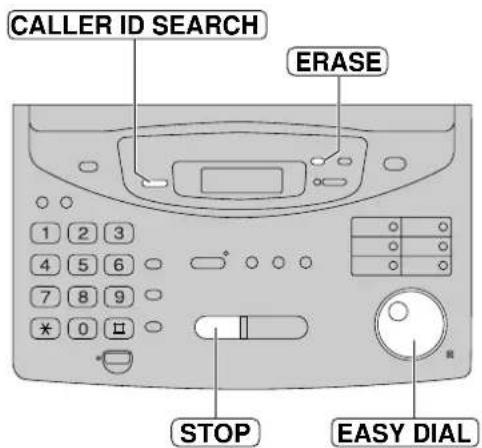 CALLER ID SEARCH ERASE 1 2 3 4 5 6 7 8 9 * 0 □ STOP EASY DIAL