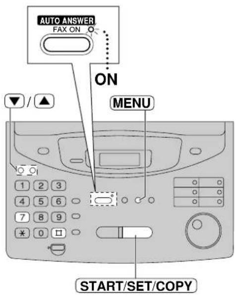 AUTO ANSWER FAX ON ON ▼ / ▲ MENU START/SET/COPY