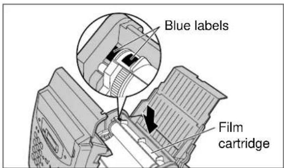 Blue labels: film cartridge