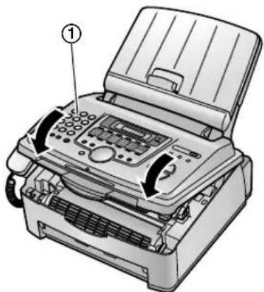Diagram of a printer with labeled parts and directional arrows indicating operation or movement.